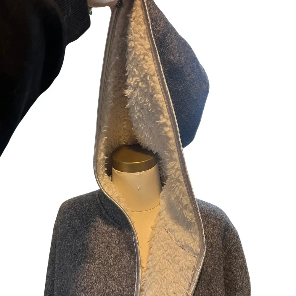 Anthropologie Pure Good Hooded Robe Sherpa Lined Cozy Loungewear‎ XS S